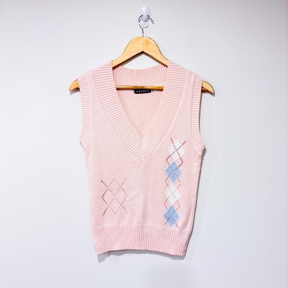 COLORI Pink and blue tank top - Picture 1 of 7